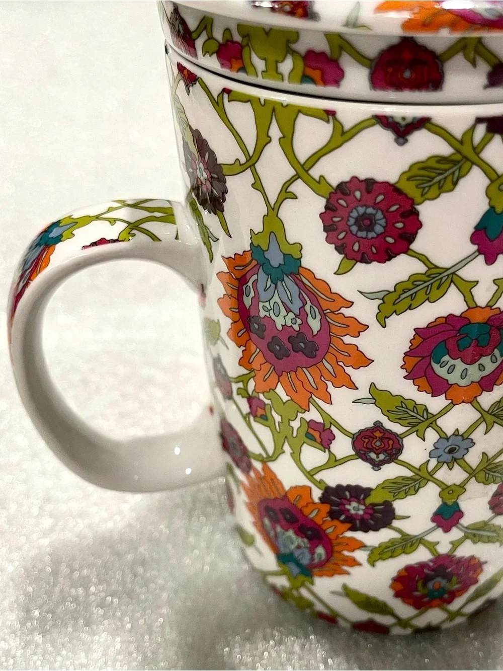 3-pc World Market Teacup, Loose-Leaf Infuser, and Lid 6” Combo | 12 oz. | Boho